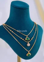Nayantara Layered Green Polki Set (Antique Gold) NEC002152 - Image 3