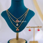 Nayantara Layered Ruby Polki Set (Antique Gold) NEC002153
