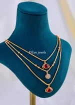 Nayantara Layered Ruby Polki Set (Antique Gold) NEC002153 - Image 3