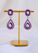 Nira Noir Ruby Danglers (Antique Silver) EAR002089