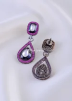 Nira Noir Ruby Danglers (Antique Silver) EAR002089 - Image 3