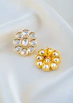 Noor Blossom Polki Studs (Yellow Gold) EAR001609 - Image 3