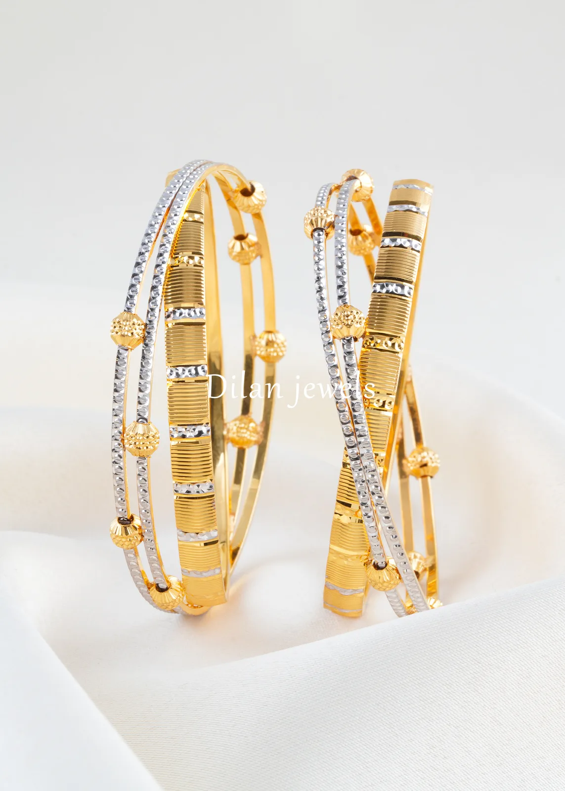 Noor-Luxe-Dual-Tone-Bangles-Yellow-Gold-BAN002727 Noor Luxe Dual-Tone Bangles (Yellow Gold) BAN002727 - Image 1