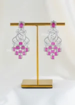 Noor Luxe Pink Diamond necklace set (Silver) NEC002617 - Image 3