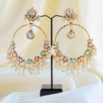 Noor Navratna Chandbali (Yellow Gold) EAR001655