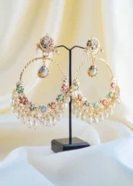 Noor Navratna Chandbali (Yellow Gold) EAR001655 - Image 3