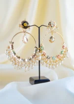 Noor Navratna Chandbali (Yellow Gold) EAR001655 - Image 4
