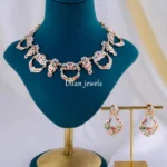 Noor Navratna Jadau Necklace Set (Yellow Gold) NEC002154