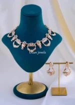 Noor Navratna Jadau Necklace Set (Yellow Gold) NEC002154
