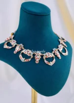 Noor Navratna Jadau Necklace Set (Yellow Gold) NEC002154 - Image 2
