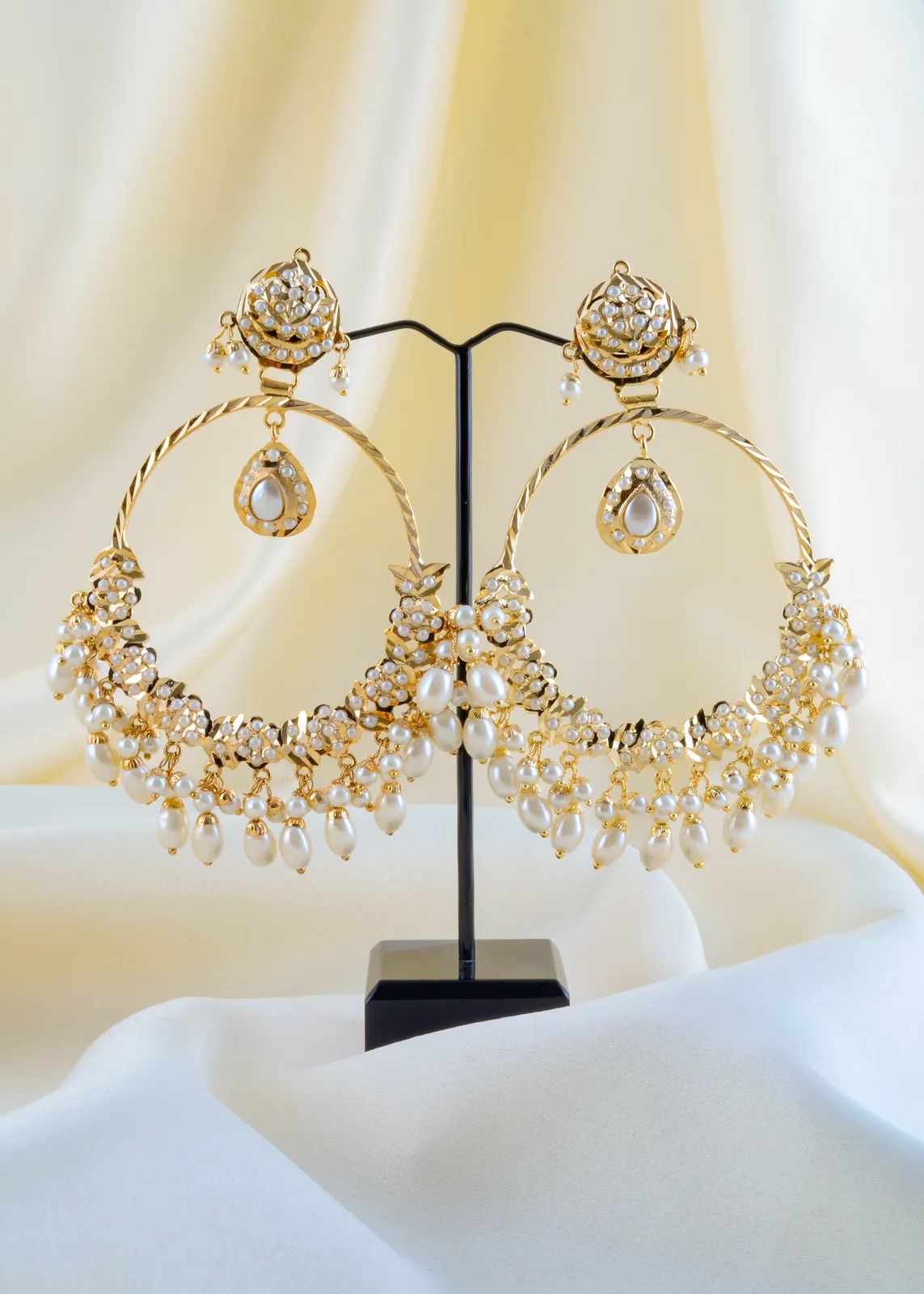 Noor-Pearl-Chandbali-Yellow-Gold-EAR001656a Noor Pearl Chandbali (Yellow Gold) EAR001656 - Image 1