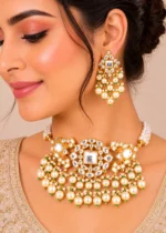 Noor Pearl Necklace Set (Yellow Gold) NEC002712 - Image 4