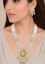 Noorani Bead Necklace Set (Yellow Gold) NEC002687 - Image 4