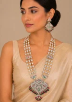 Noorani Heritage Long necklace set (Micron Gold) NEC002621 - Image 4