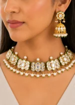 Noorika Pearl Choker Necklace Set (Yellow Gold) NEC002675 - Image 4