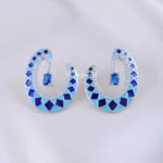 Ocean Blue Statement Earrings (Silver) EAR002228