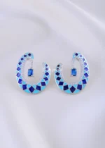 Ocean Blue Statement Earrings (Silver) EAR002228