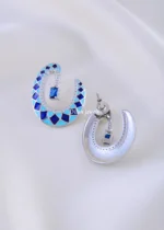 Ocean Blue Statement Earrings (Silver) EAR002228 - Image 3