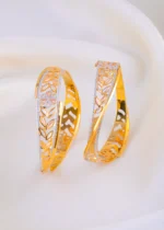 Ornate Leaf Touch Bangles (Tri-Color) BAN001802