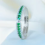 Oval Green Bracelet (Silver) BRA001146