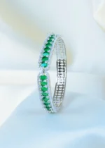 Oval Green Bracelet (Silver) BRA001146