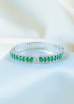 Oval Green Bracelet (Silver) BRA001146 - Image 2