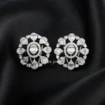 Oval Halo Diamond Cluster Earrings (Silver) EAR002458