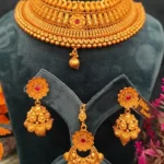 Paisley Choker Set with Mangtika (Antique Gold)- NEC000005