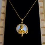 Panther Mother Of Pearl Locket with Chain (Yellow Gold) NEC001076