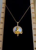 Panther Mother Of Pearl Locket with Chain (Yellow Gold) NEC001076