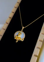 Panther Mother Of Pearl Locket with Chain (Yellow Gold) NEC001076 - Image 2