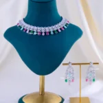 Pastel Prism Luxury Necklace Set (Silver) NEC002264