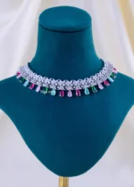 Pastel Prism Luxury Necklace Set (Silver) NEC002264 - Image 2