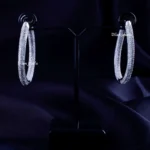 Pave Teardrop Balis (Silver) EAR002257