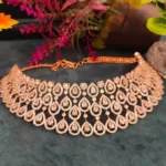 Pear Drop Diamond Choker Set (Rose-Gold)- NEC30012314