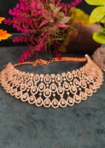 Pear Drop Diamond Choker Set (Rose-Gold)- NEC30012314