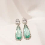 Pear Sea Green Earrings (Silver) EAR000516