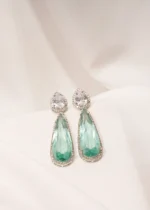 Pear Sea Green Earrings (Silver) EAR000516