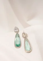 Pear Sea Green Earrings (Silver) EAR000516 - Image 2