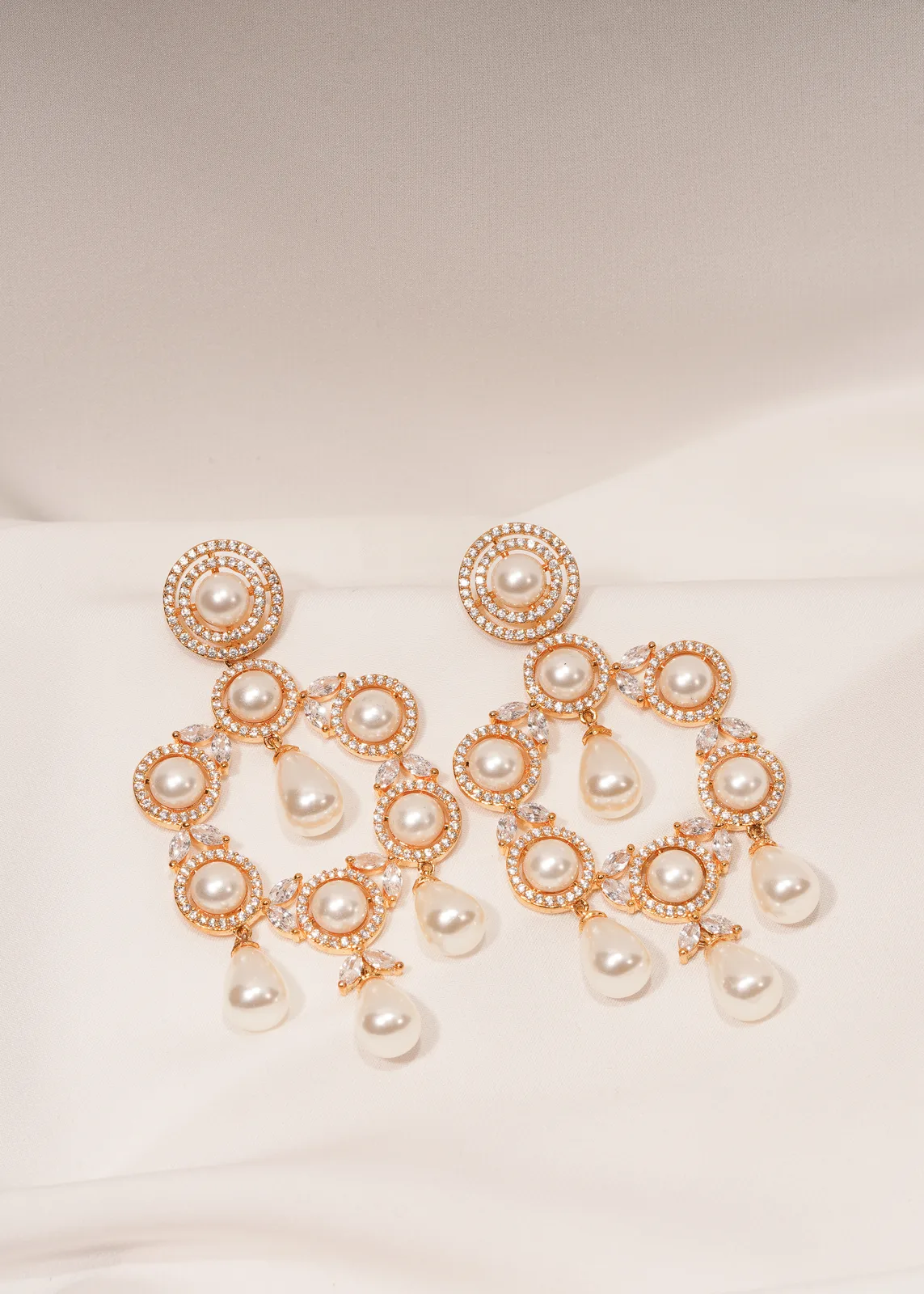 Pearl-Classic-Danglers-Yellow-Gold-EAR000455a Pearl Classic Danglers (Yellow Gold) EAR000455 - Image 1