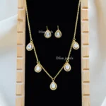 Pearl Drop Elegance Necklace Set (Yellow Gold) NEC002573