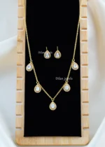 Pearl Drop Elegance Necklace Set (Yellow Gold) NEC002573