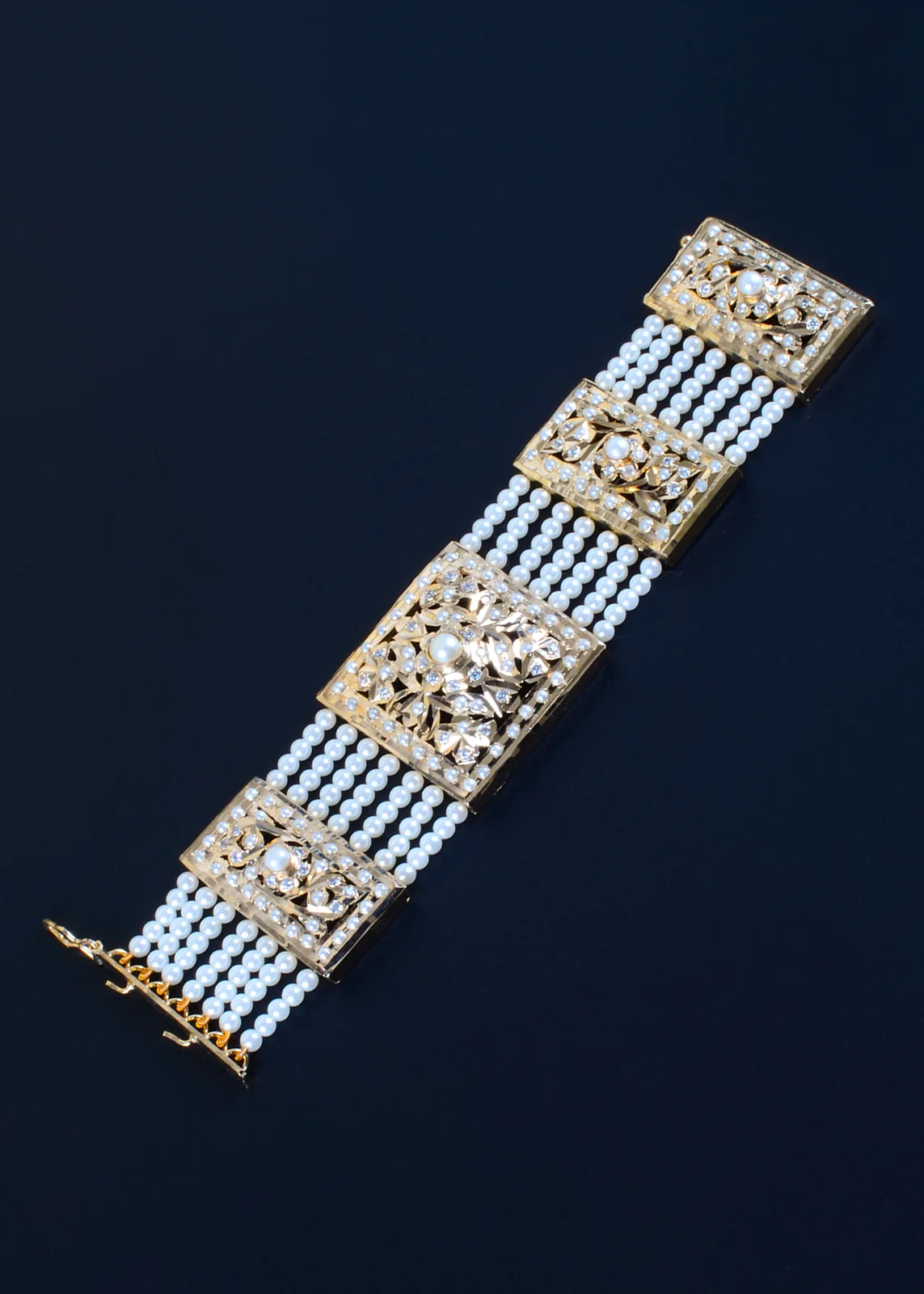Pearl-Jadau-Broad-Bracelet-Yellow-Gold-BRA001112a Pearl Jadau Broad Bracelet (Yellow Gold) BRA001112 - Image 1