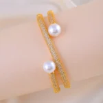 Pearl Luxe Open Cuff (Yellow Gold) BRA001885