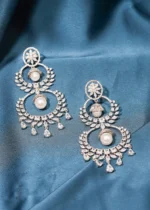 Pearl Silver Danglers (Silver) EAR000502 - Image 2