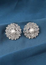 Pearl Statement Stud Earrings (Silver) EAR000710