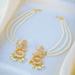 Pearl String Kundan Chandbali Earrings (Yellow Gold) EAR001023