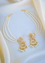 Pearl String Kundan Chandbali Earrings (Yellow Gold) EAR001023 - Image 2