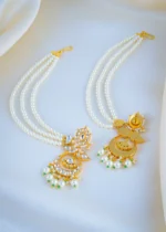 Pearl String Kundan Chandbali Earrings (Yellow Gold) EAR001023 - Image 3