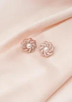 Pearl Stud Earrings (Rose Gold) EAR000677 - Image 2